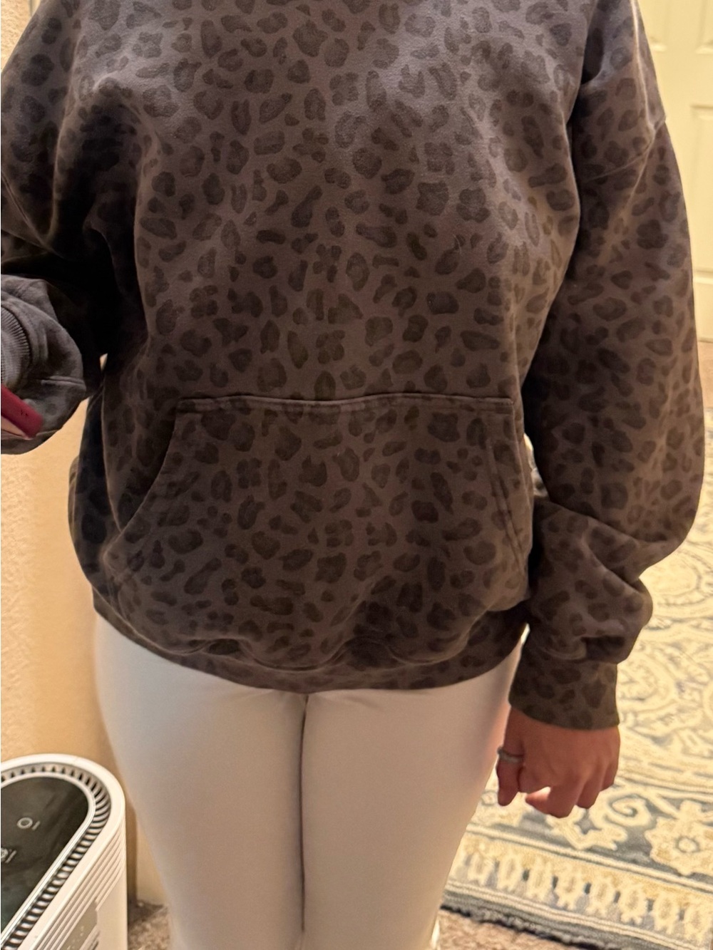 Abercrombie & Fitch Taupe Leopard Crewneck Sweater